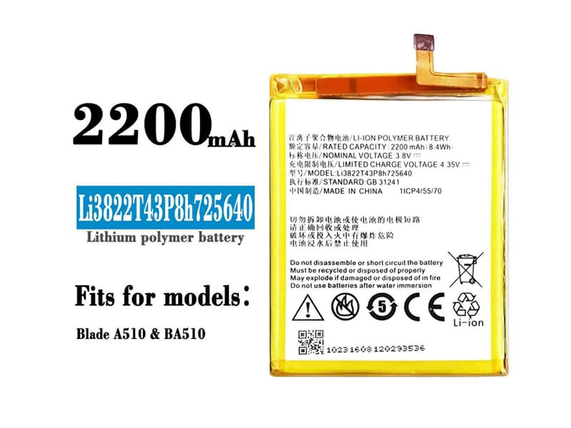 ZTE Li3822T43P8h725640 Batería