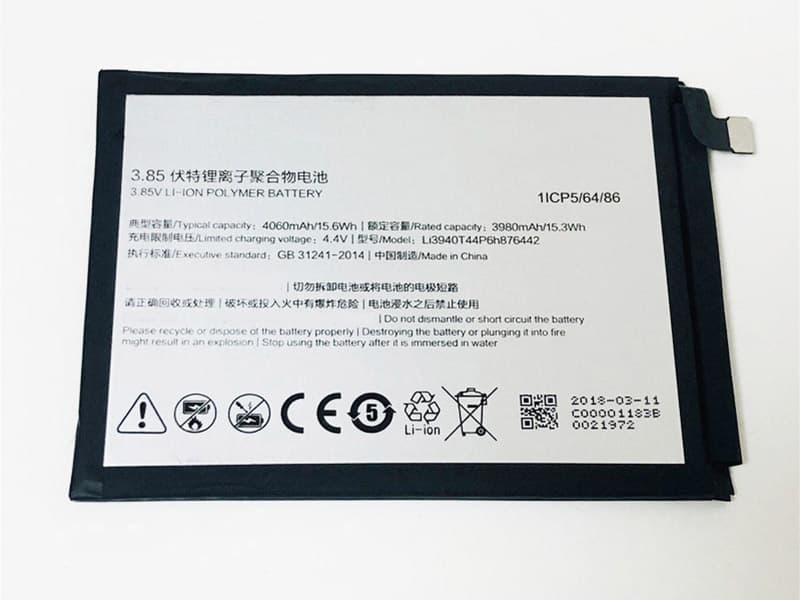 ZTE Li3940T44P6h876442 Batería