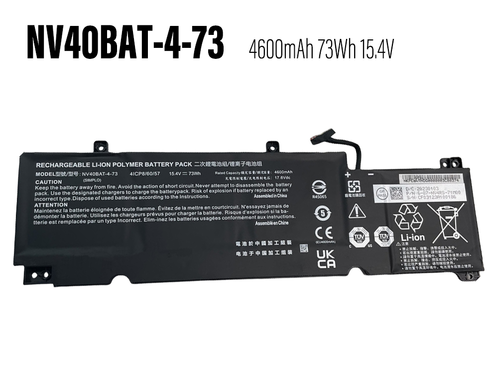 Clevo NV40BAT-4-73 Batería